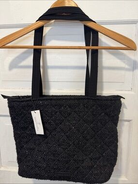 Vera Bradley Black Quilted Tote with Textured Fabric